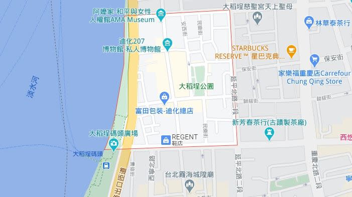 陳時中參訪的迪化街商圈便位於曾真珠的「選區」內。（圖／翻攝自Google map）