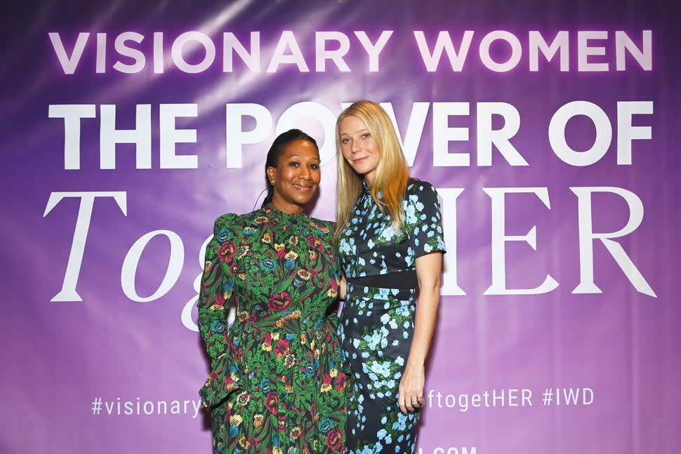 Nicole Avant and Gwyneth Paltrow attend the Visionary Women's International Women's Day Summit at Beverly Wilshire, A Four Seasons Hotel on March 06, 2024 in Beverly Hills, California.