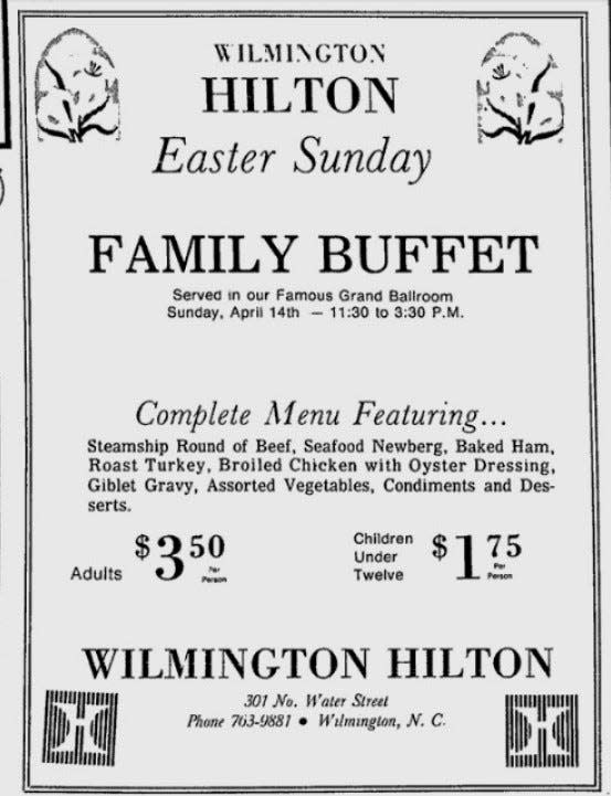 The Easter family buffet at the Wilmington Hilton in 1974.