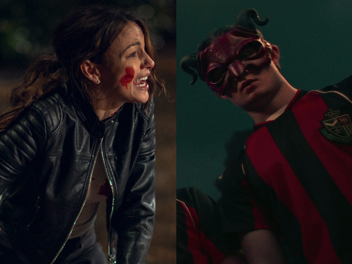 Michelle Keegan as Maya Stern and Samuel Glyde-Rees as young Joe Burkett in Netflix's "Fool Me Once."