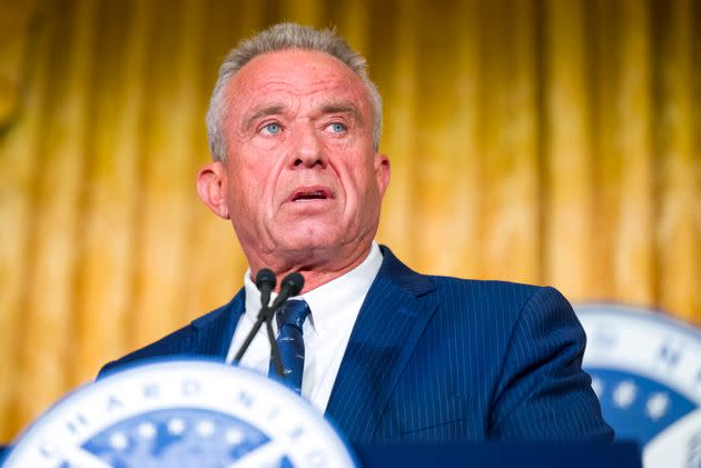 Presidential candidate Robert F. Kennedy Jr. delivers a speech outlining his foreign policy vision in California on June 12.