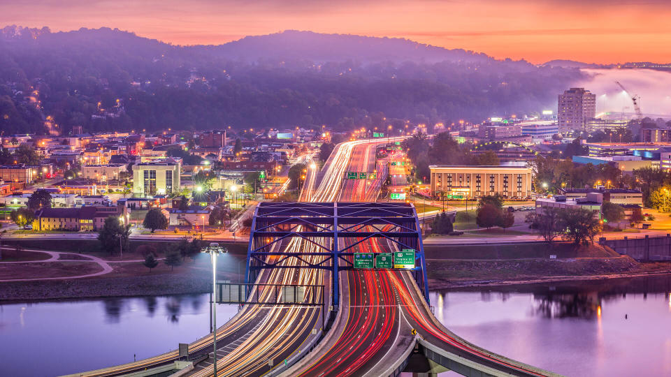 sunset over Charleston West Virginia