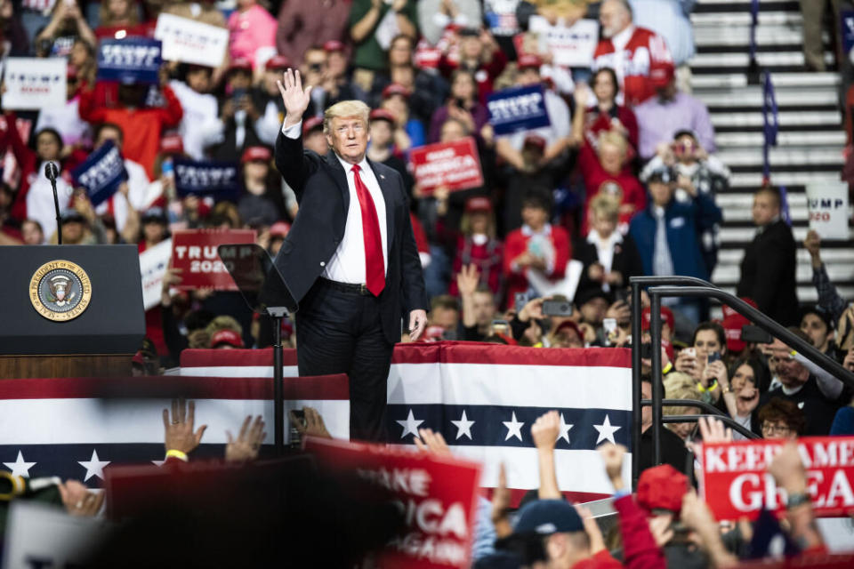 Mr Trump made his controversial remarks about abortion during a rally in Wisconsin (Picture: Getty)