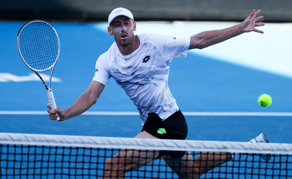 John Millman, pictured here in action against Alex Molan in Australian Open qualifying.
