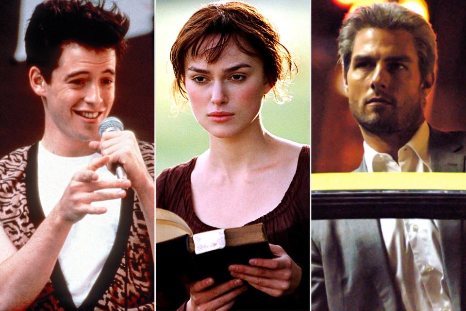 Matthew Broderick in 'Ferris Bueller's Day Off,' Keira Knightley in 'Pride & Prejudice,' and Tom Cruise in 'Collateral'