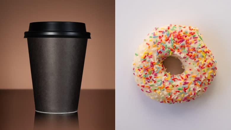 coffee take-out cup sprinkle donut
