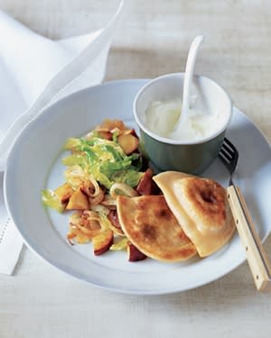 Potato Pierogi with Sauteed Cabbage and Apples