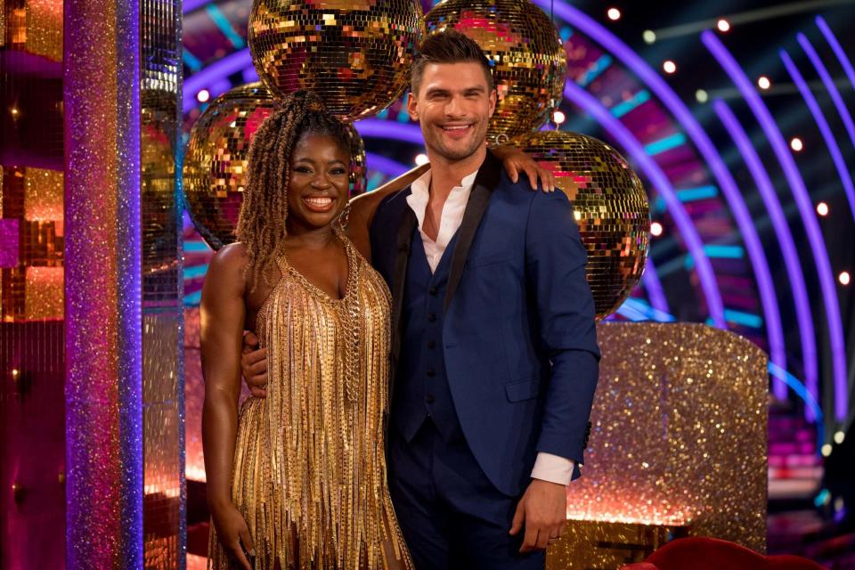 Clara Amfo and Aljaz Skorjanec during the launch show for the BBC1 dancing contest, Strictly Come Dancing (PA)