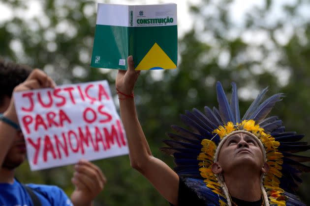 Brazilian Indigenous tribes have staged mass protests against Bolsonaro's government and proposals to further open lands to miners, loggers and fishers. They have alleged that he is waging a genocidal campaign against them and accused him of crimes against humanity. (Photo: Eraldo Peres/Associated Press)