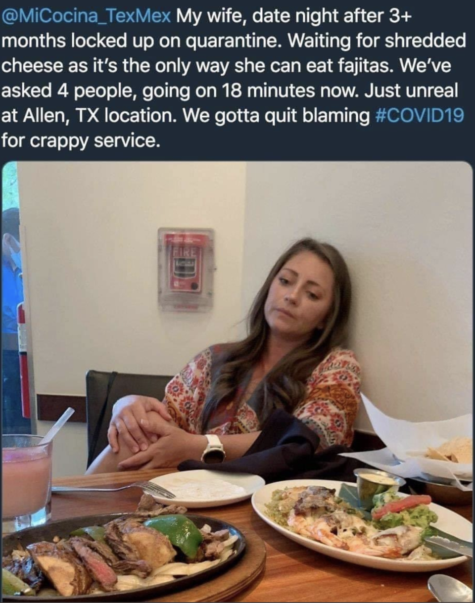 Jason Vicknair was in a world of trouble after sharing this image of his wife along with their cheese complaint to social media. Source: Twitter