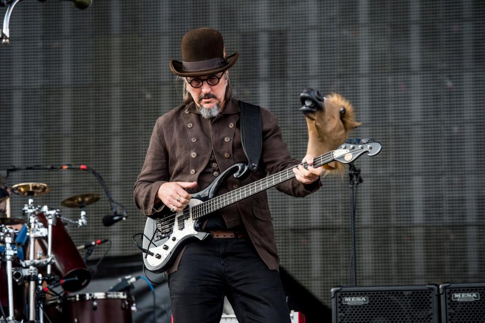 Les Claypool of Primus performs at Rock On The Range Music Festival on Sunday, May 21, 2017, in Columbus, Ohio. (Photo by Amy Harris/Invision/AP)