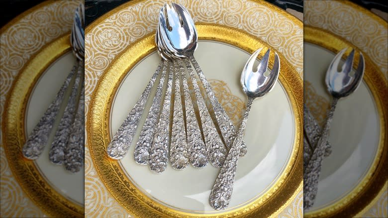 Ice cream forks on a plate
