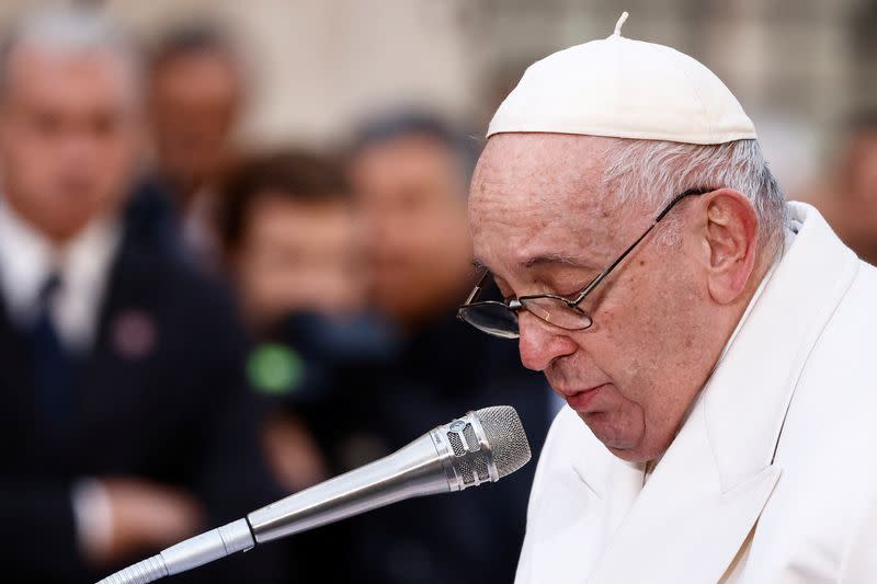 Pope Francis attends the Immaculate Conception celebration prayer in Piazza di Spagna in Rome