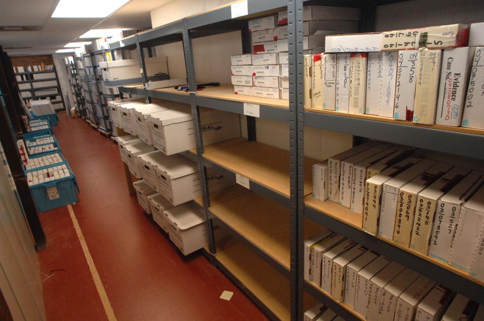 File photo from 2015: Shelves full of evidence boxes filled with hand guns line the walls of the Savannah-Chatham Metro Police Property Room.