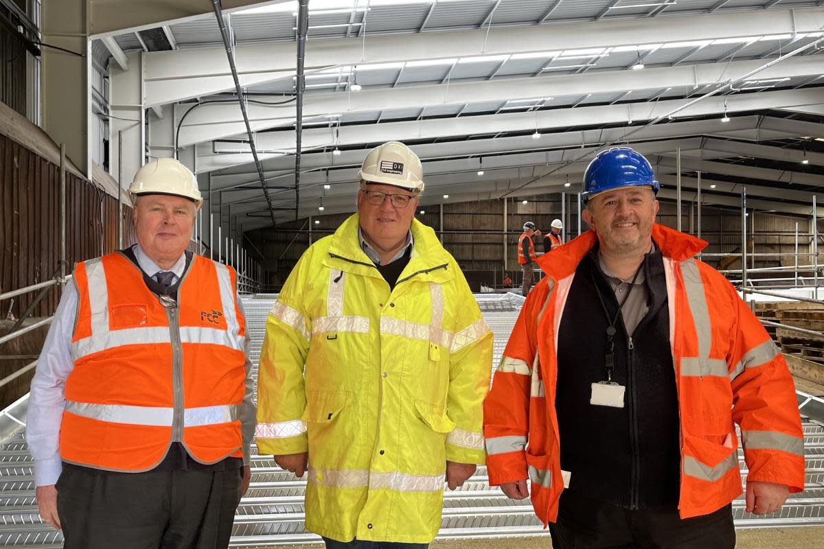 Cabinet Member for Suffolk County Council Transport Strategy, Councillor Richard Smith, MVO, left, with county councillors for Haverhill, David Roach and Joe Mason, right, at the new facility. <i>(Image: Suffolk County Council)</i>