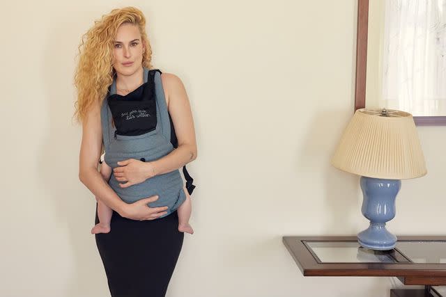 <p>Courtesy of BUMPSUIT</p> Rumer Willis and daughter Louetta for Bumpsuit