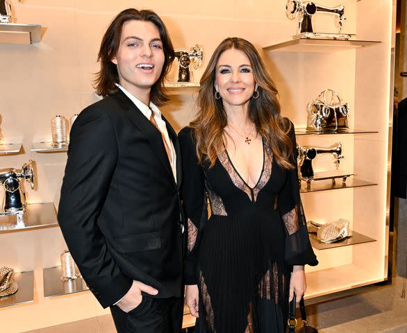 <p>Gilbert Flores/WWD via Getty</p> Damian Hurley and Elizabeth Hurley on Feb. 13, 2024.