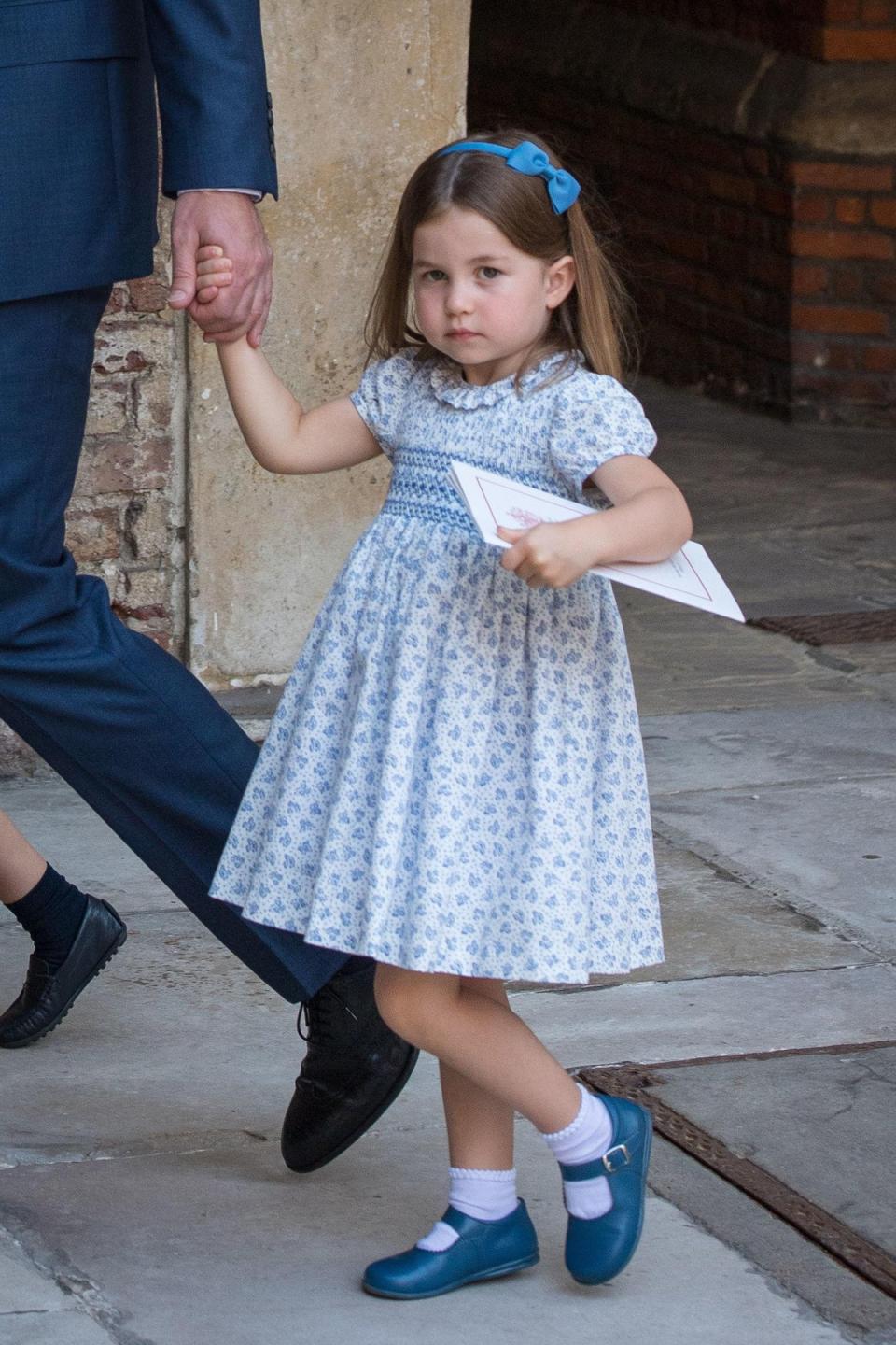 Prince Louis, 2018: Following Prince Louis’ christening, his sister Princess Charlotte was filmed outside of the chapel scowling at photographers and telling them “you’re not coming”.Upon hearing his daughter's funny remark, Prince William slightly smirked at the cameras. The cheeky demeanour was moment was reminiscent of the moment the princess stuck out her tongue as she arrived at the Duke and Duchess of Sussex’s wedding in May 2018. (Getty Images)