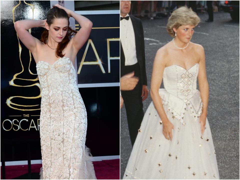 kristen stewart, diana white dress