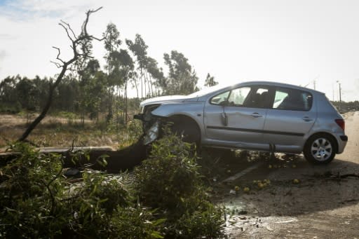 The region around capital Lisbon and the centre of the country at Coimbra and Leiria were worst hit with trees uprooted, cars and houses damaged and local flooding reported