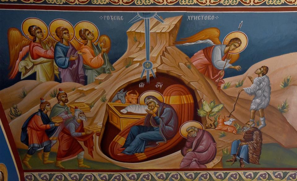 Filip Subotic's icon depicting the nativity of Jesus is shown.