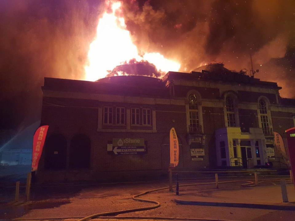 The dome of the Art Deco building was gutted in the blaze - the Royalty was one of the only cinema's of its age remaining in the UK. (WMFS/Twitter)