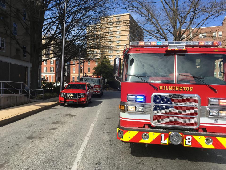 Wilmington Fire Department responded to a fire at Luther Towers on Thursday. Residents were partially evacuated for the small fire in an apartment wall.