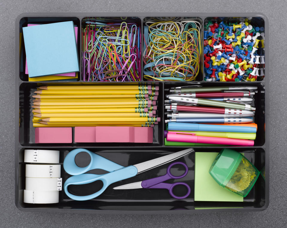 Office Supplies in Tray