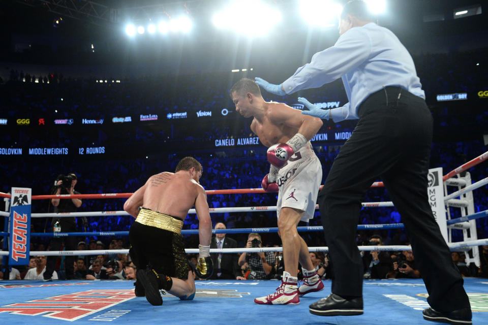 Después de su pelea, Álvarez ganó titulos en supermediano y semipesado, mientras Golovkin recuperó en 2019 dos de los cinturones que perdió con Canelo un año antes. (Joe Camporeale-USA TODAY Sports)