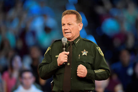 Broward County Sheriff Scott Israel speaks before the start of a CNN town hall meeting at the BB&T Center, in Sunrise, Florida, U.S. February 21, 2018. REUTERS/Michael Laughlin/Pool