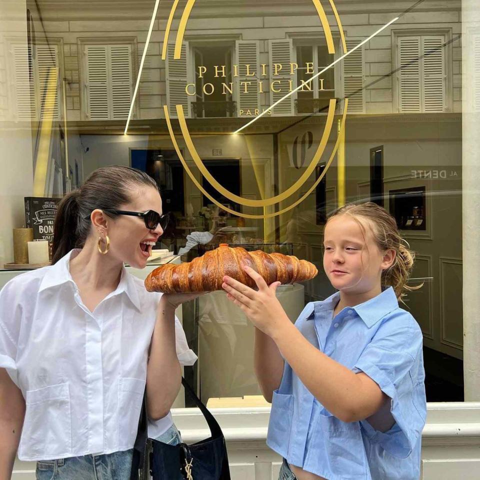 <p>Selena Gomez Instagram</p> Selena Gomez and sister Gracie Elliott Teefey share a croissant in Paris 