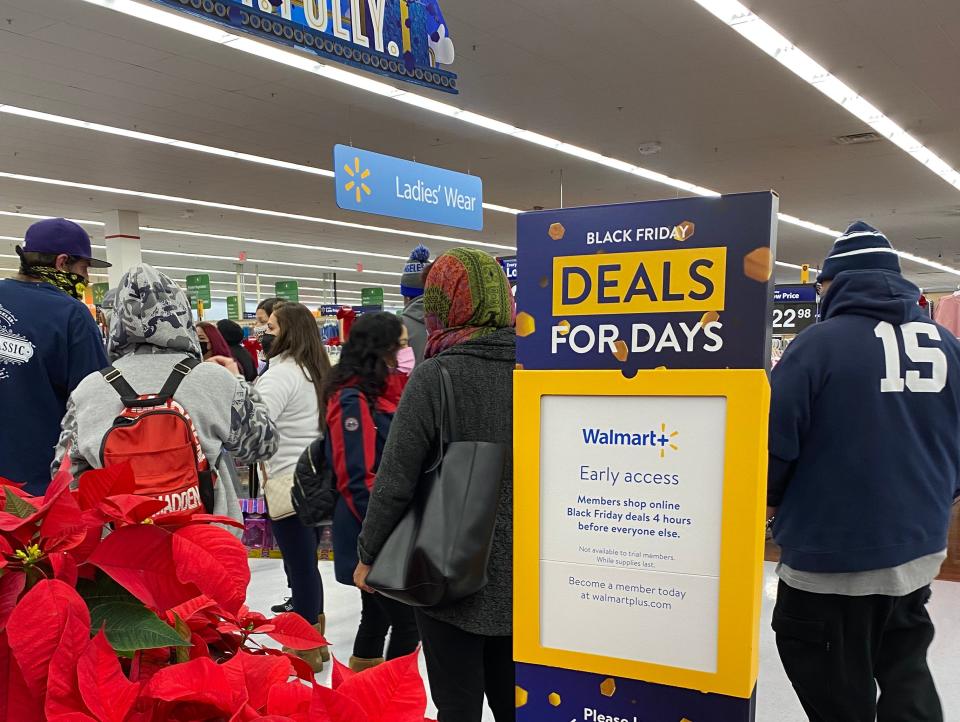 A sign at a Walmart in LA on Black Friday listing sales