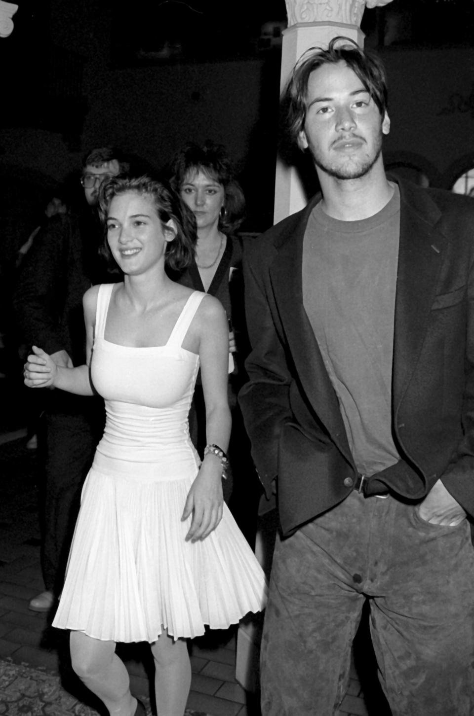 Winona Ryder and Reeves attend an event at the Hollywood Roosevelt Hotel.