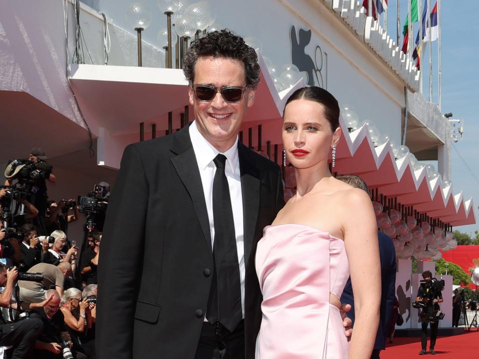 VENICE, ITALY - SEPTEMBER 01: Charles Guard and Felicity Jones attend the 