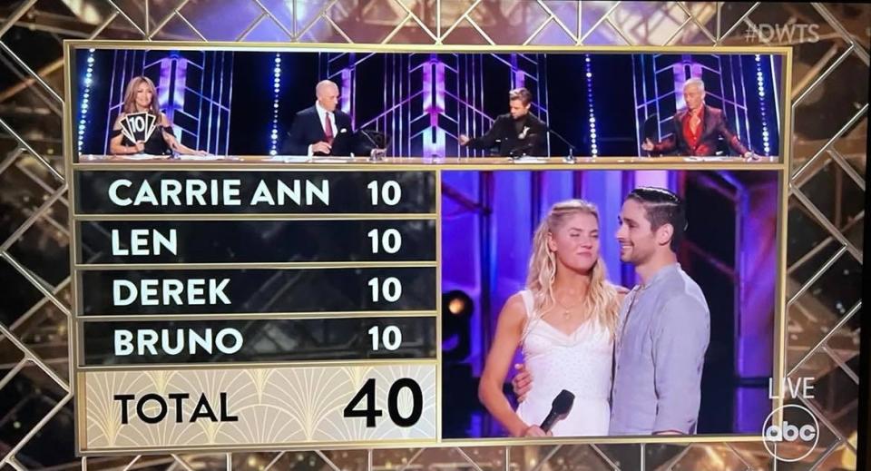 Amanda Kloots and her partner on "Dancing With the Stars" advanced to next week's finale following a perfect score.