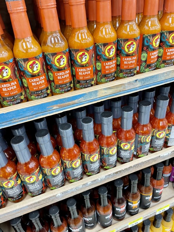 Buc-ee's wall of hot sauce<p>Krista Marshall</p>