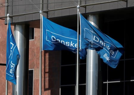 FILE PHOTO: Danske Bank flags flutter at the bank's Estonian branch in Tallinn