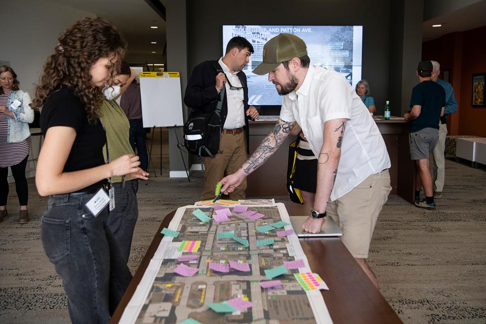 A community input event was held at The Collider for public input on the proposed bike lanes on Patton Avenue and College Street April 19, 2023.