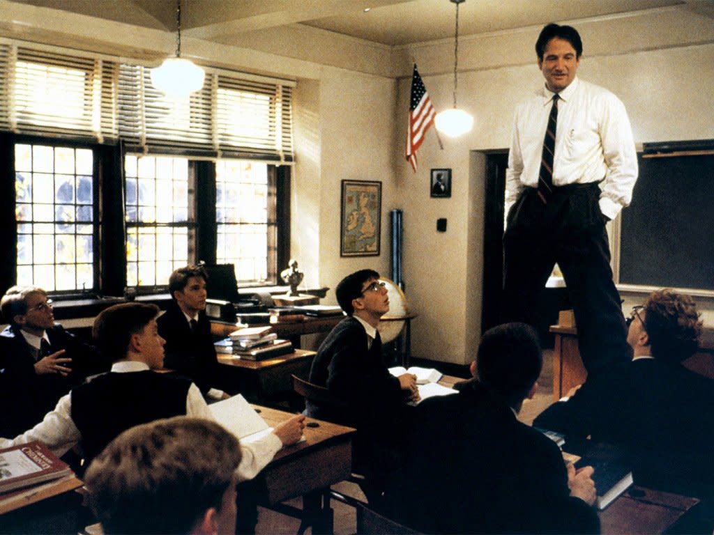 'Oh me! Oh life!': Robin Williams plays maverick teacher John Keating, who uses poetry to inspire his students to follow their dreams: Allstar/Touchstone