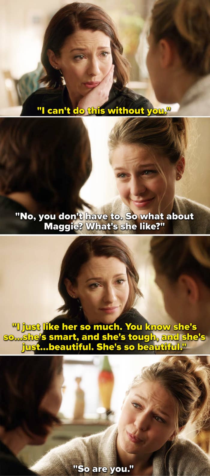 Alex talking about Maggie and saying she's smart, tough, and so beautiful