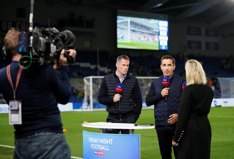 Gary Neville criticised the United board while covering the Friday night clash between Brighton and West Ham