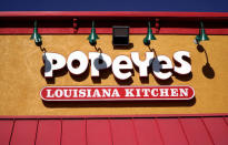 The sign outside the Popeyes restaurant is pictured in Westminster, Colorado February 22, 2017. REUTERS/Rick Wilking