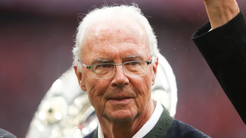 Beckenbauer looks on prior to the Bundesliga match between Bayern Munich and Hannover 96 in 2019. - Alex Grimm/Bongarts/Getty Images