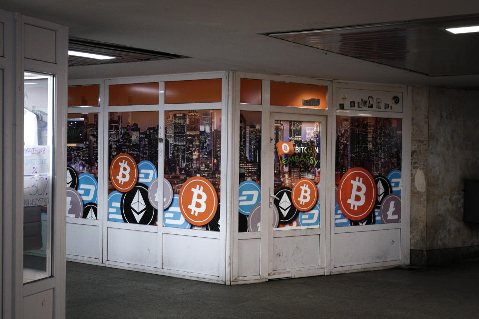 A exchange for cryptocurrencies is seen in Bydgozcz, Poland on March 8, 2019. (Photo by Jaap Arriens/NurPhoto via Getty Images)