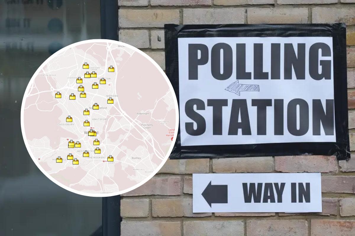 Interactive polling station map/polling station stock image. <i>(Image: Google My Maps/PA)</i>