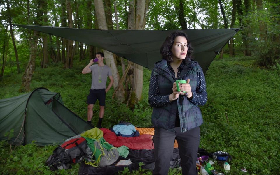 Unhappy camper: Hannah Betts and boyfriend, Terence setting up for her first ever night under canvas - COPYRIGHT JAY WILLIAMS