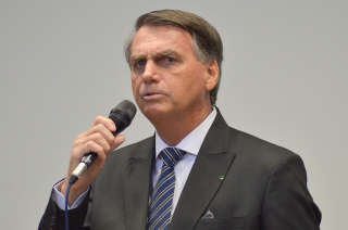 BRASILIA, BRAZIL - August 03: Brazil's President Jair Bolsonaro speaks during an evangelical worship at the National Congress on August 3, 2022 in Brasilia, Brazil. (Photo by Ton Molina/Getty Images)