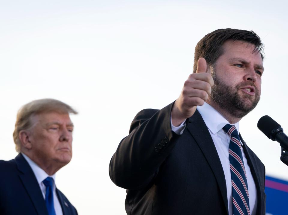 JD Vance and Donald Trump at a rally just before the Ohio Senate primary (Getty Images)