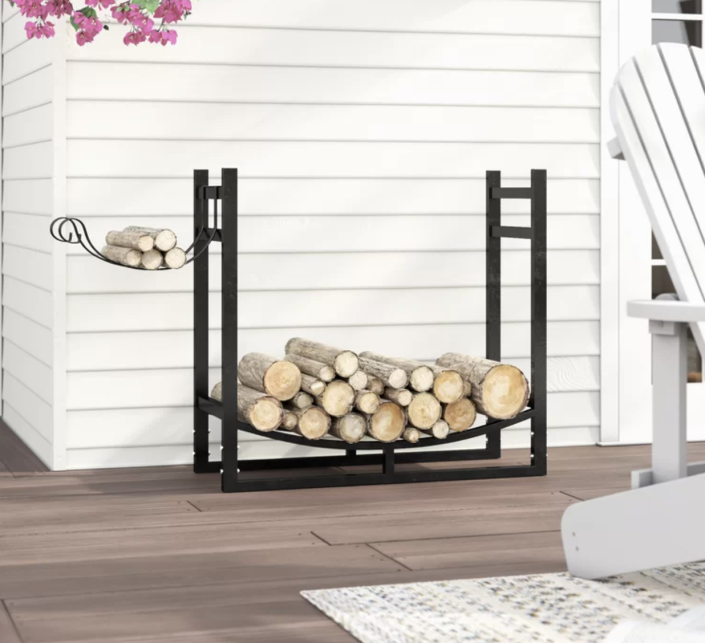 WFX Bellatrix 33'' W Enamel Coated Steel Log Rack (Photo via Wayfair)