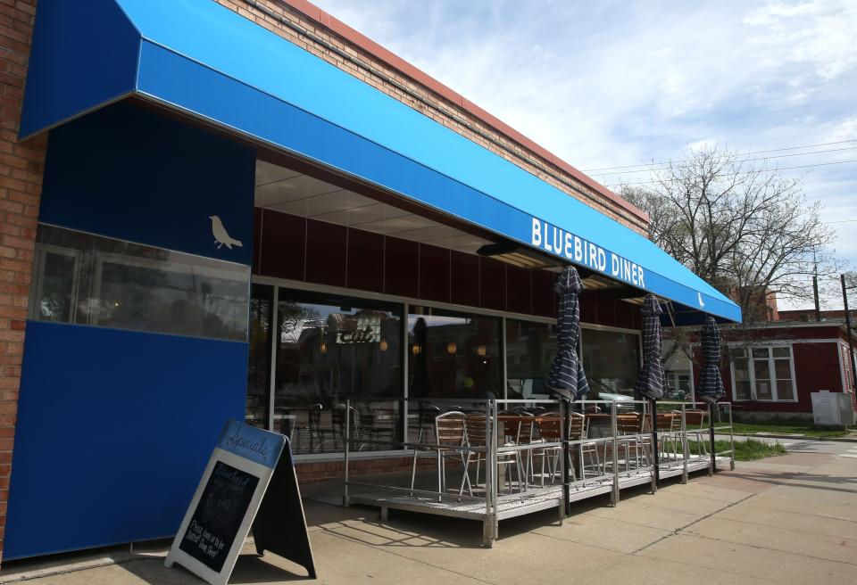 Bluebird's patio is pictured Tuesday, April 16, 2024 in Iowa City, Iowa